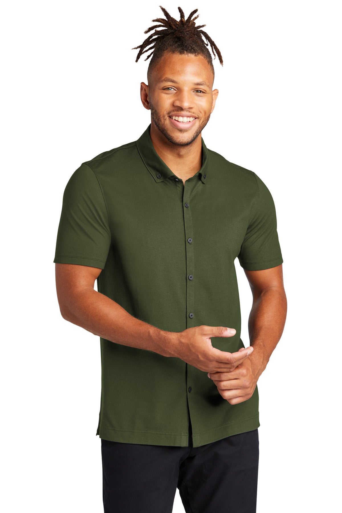 Mercer+Mettle- Mercer+Mettle® Stretch Pique Full-Button Polo MM1006-Medtech- 6